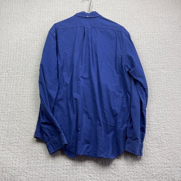 Vintage Ralph Lauren *Blue* w/ Logo Yellow Shirt Slim Fit Mens XL Button Down - Picture 12 of 16